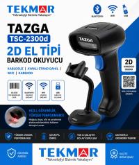 TAZGA TSC-2300d 2D BLUETOOTH  USB KABLOSUZ EL TİPİ BARKOD OKUYUCU AYAKLI  STANDT  DAHİL  WIFI KAREKOD 